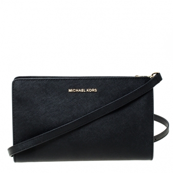 Pre Owned Michael Kors Black Leather Crossbody Bag