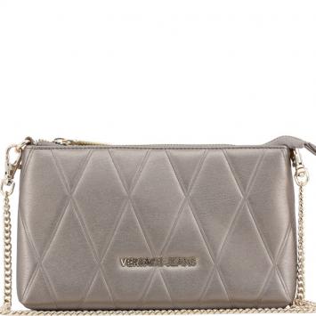 Pre Owned Versace Jeans Gray Quilted Faux Leather Clutch Bag
