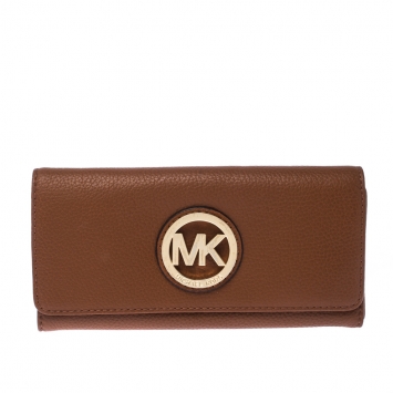 Pre Owned Michael Kors Tan Leather Fulton Wallet