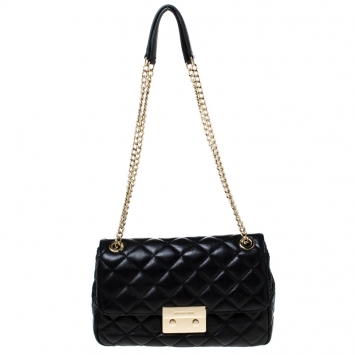 Pre Owned Michael Kors Black Quilted Leather Large Sloan Shoulder Bag