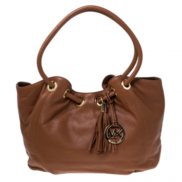 Pre Owned MICHAEL Michael Kors Tan Leather Ring Tassel Tote