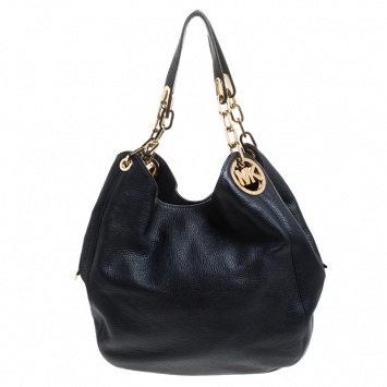 Pre Owned Michael Kors Navy Blue Leather Lillie Hobo 