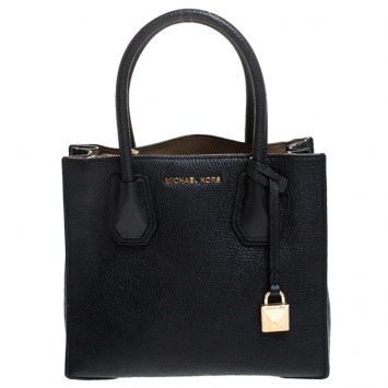 Pre Owned Michael Kors Black Leather Mini Mercer Tote