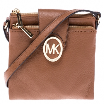 Pre Owned Michael Kors Tan Leather Crossbody Bag