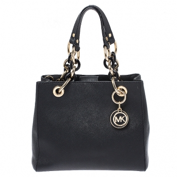 Pre Owned MICHAEL Michael Kors Black Leather Small Cynthia Tote