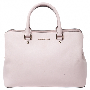 Pre Owned Michael Kors Pink Saffiano Leather Medium Satchel