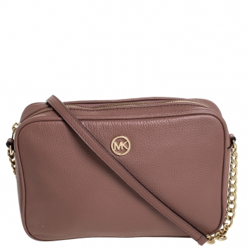 Pre Owned Michael Kors Old Rose Leather Jet Set Crossbody Bag