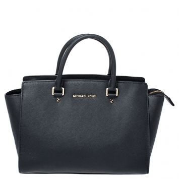 Pre Owned MICHAEL Michael Kors Black Leather Selma Satchel