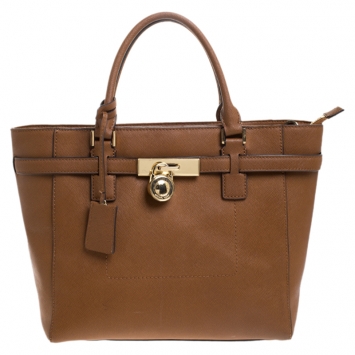 Pre Owned MICHAEL Michael Kors Brown Leather Medium Hamilton Tote