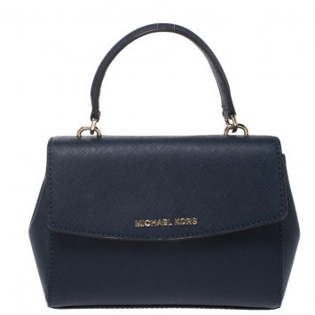 Pre Owned Michael Kors Blue Leather Extra Small Ava Crossbody Bag