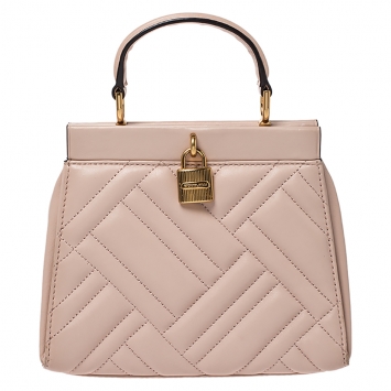 Pre Owned Michael Kors Pink Leather Frame Gramercy Top Handle Bag