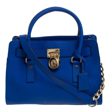 Pre Owned MICHAEL Michael Kors Blue Leather Medium Hamilton Tote