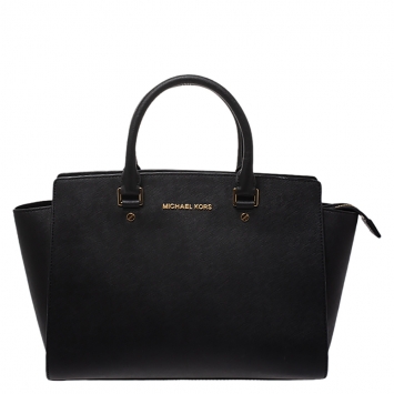 Pre Owned MICHAEL Michael Kors Black Leather Large Selma Satchel