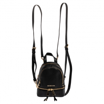 Pre Owned Michael Kors Black Leather Mini Rhea Backpack
