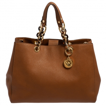 Pre Owned Michael Kors Brown Leather Large Cynthia Tote