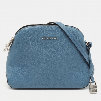 Pre Owned Michael Kors Light Blue Leather Cindy Dome Crossbody Bag