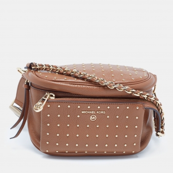 Pre Owned Michael Kors Tan Studded Leather Belt Bag