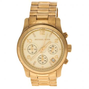 Pre Owned Michael Kors Yellow  Gold Plated Stainless Steel MK5055 Women's Wristwatch 38 mm