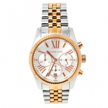 Pre Owned Michael Kors Silver Tri-Tone Stainless Steel Lexington MK5735 Women's Wristwatch 38 mm