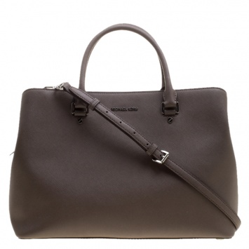 Pre Owned Michael Michael Kors Grey Leather Savannah Tote