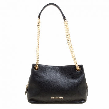 Pre Owned Michael Michael Kors Black Leather Jet Set Chain Shoulder Bag