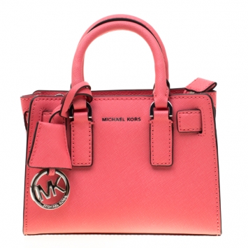 Pre Owned Michael Michael Kors Coral Leather Extra Small Dillon Crossbody Bag