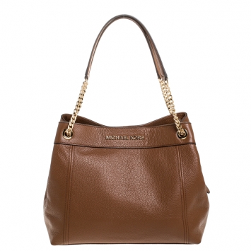 Pre Owned Michael Michael Kors Brown Leather Jet Set Chain Tote