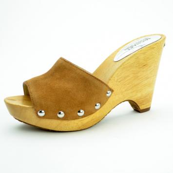 Pre Owned MICHAEL Michael Kors Tan Suede Easton Mules Size 38.5