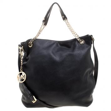 Pre Owned Michael Michael Kors Black Leather Shoulder Bag