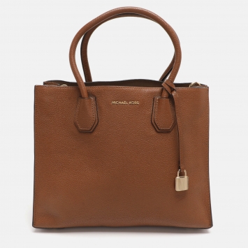 Pre Owned حقيبة يد توتس مايكل كورس ميرسير جلد ذهبي ميتاليك متوسطة