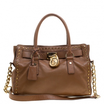 Pre Owned Michael Michael Kors Brown Leather East/West Hamilton Satchel