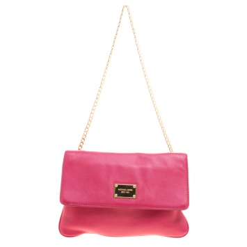 Pre Owned Michael Michael Kors Pink Leather Chain Clutch