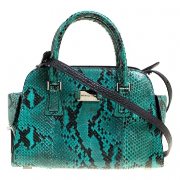 Pre Owned Michael Kors Green Python Gia Satchel