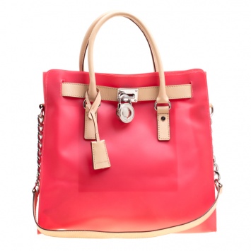 Pre Owned Michael Kors Candy Red PVC Hamilton Tote