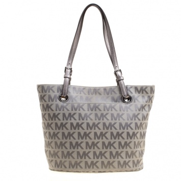 Pre Owned Michael Kors Grey Monogram Canvas Jet Set Tote