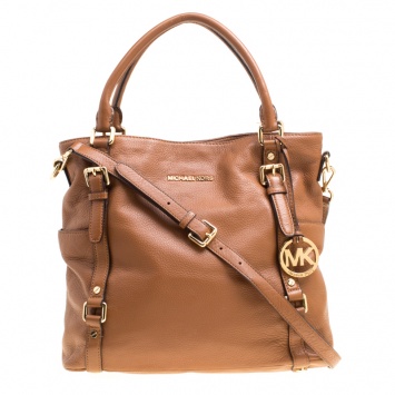Pre Owned Michael Michael Kors Brown Leather Buckle Strap Top Handle Bag