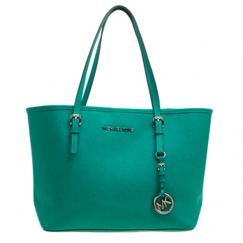 Pre Owned Michael Michael Kors Green Saffiano Leather Jetset Tote