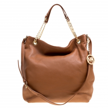 Pre Owned Michael Kors Brown Leather Jet Set Chain Hobo