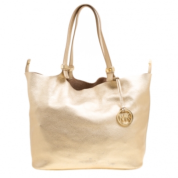 Pre Owned Michael Michael Kors Gold Leather Shopper Tote