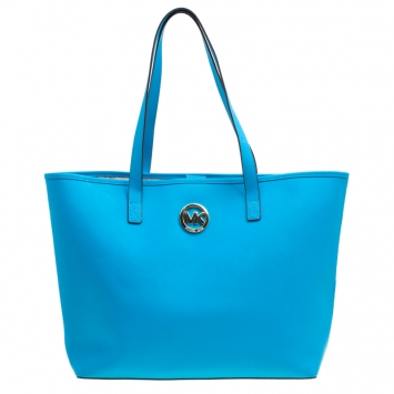 Pre Owned Michael Michael Kors Azure Saffiano Leather Shopper Tote