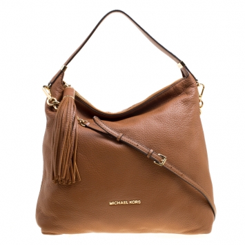 Pre Owned Michael  Michael Kors Brown Leather Bedford Tassel Shoulder Bag