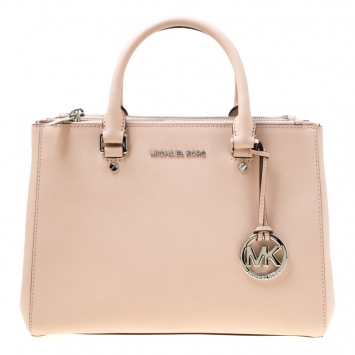 Pre Owned Michael Michael Kors Dusty Pink Leather Medium Sutton Top Handle Bag
