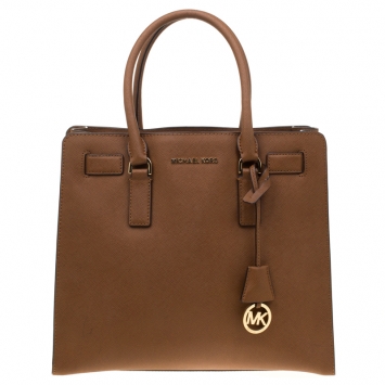 Pre Owned Michael Michael Kors Brown Saffiano Leather Dillon Top Handle Bag