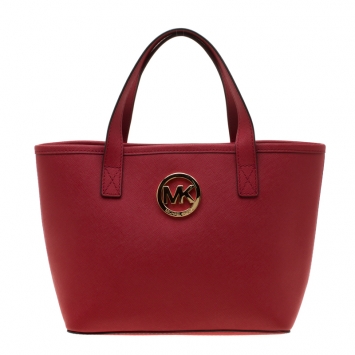 Pre Owned Michael Michael Kors Red Leather Shopper Tote