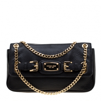 Pre Owned Michael Michael Kors Black Leather Chain Shoulder Bag