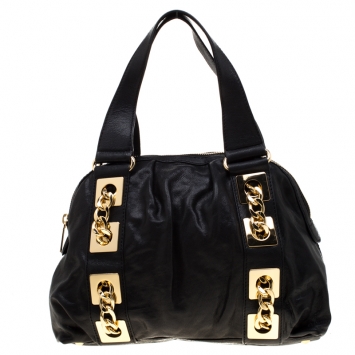 Pre Owned MICHAEL Michael Kors Black Leather Hobo 