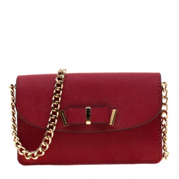 Pre Owned Michael Michael Kors Red Saffiano Leather Kiera Crossbody Bag