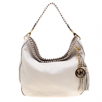 Pre Owned MICHAEL Michael Kors Off White Leather Bennet Hobo