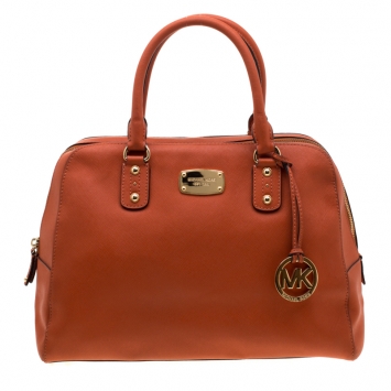 Pre Owned Michael Kors Orange Leather Satchel