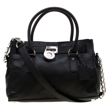Pre Owned MICHAEL Michael Kors Black Leather Hamilton Tote